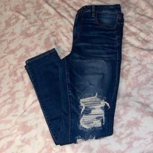 american eagle high rise distressed jegging